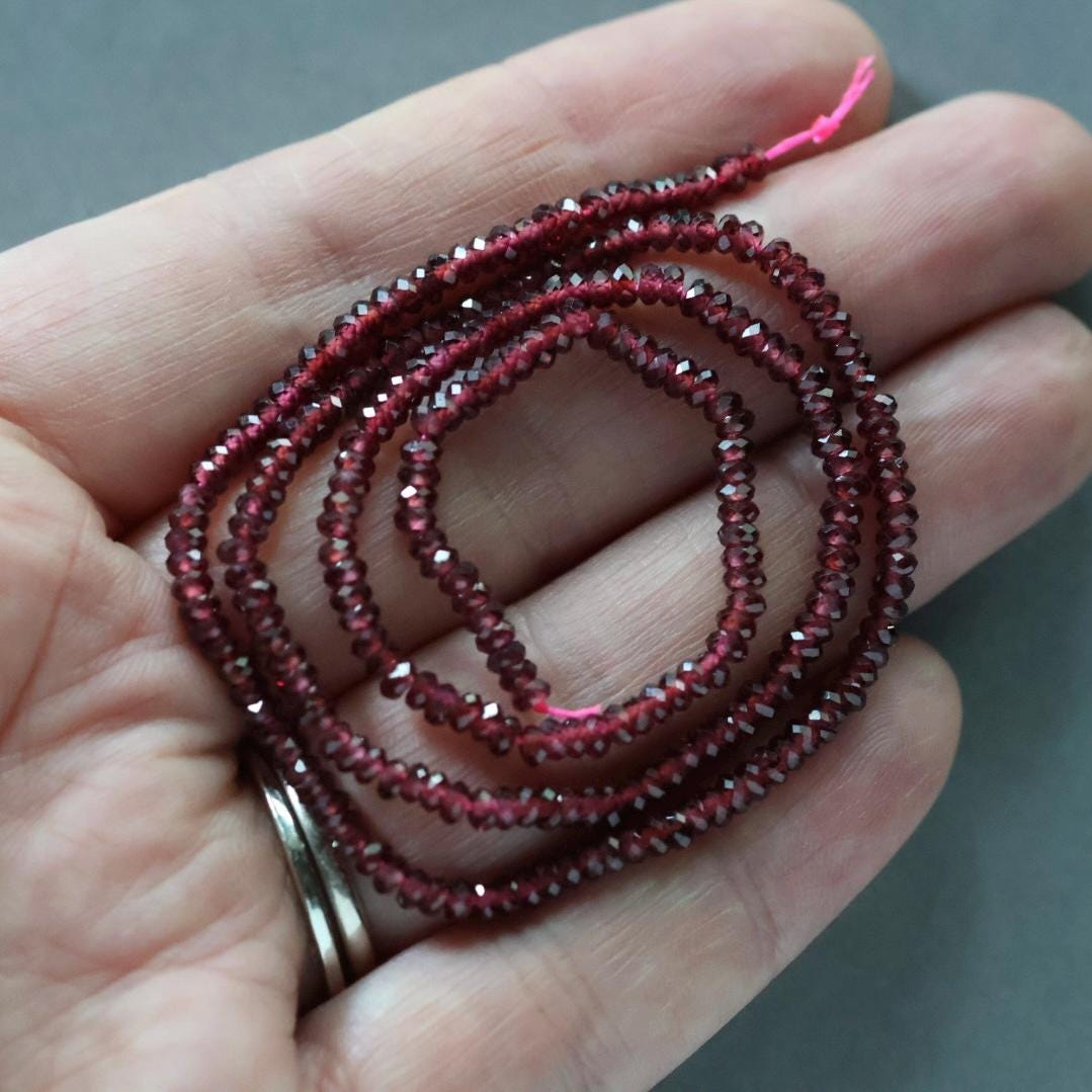 2mm 3mm AAA Pyrope Garnet Beads Rondelle Faceted Beads 15" Natural Red Garnet Gemstone Beads DIY Jewelry Making Gift