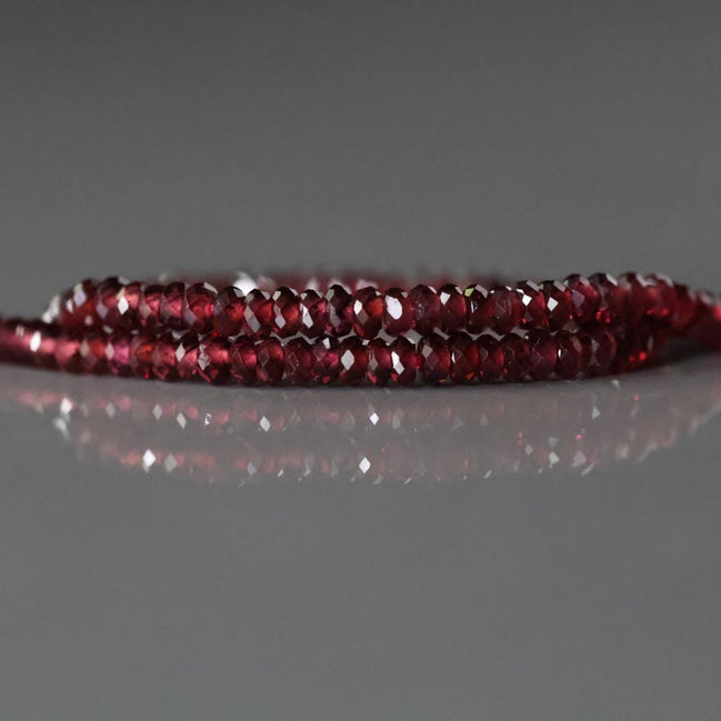 2mm 3mm AAA Pyrope Garnet Faceted Rondelle Beads 15"