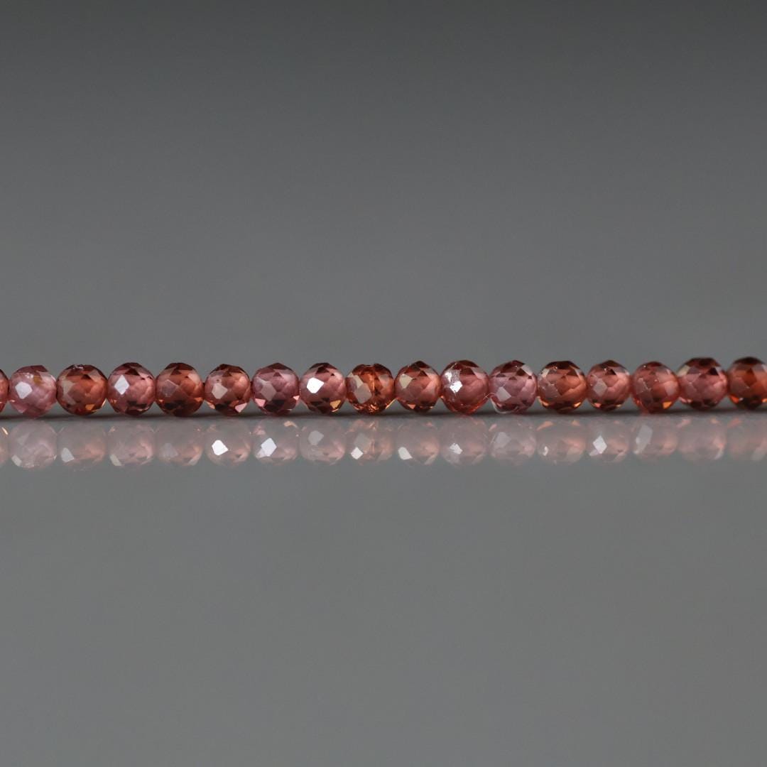 2mm Almandine Garnet Beads - Tiny Faceted Round Natural Gemstone 15" Strand