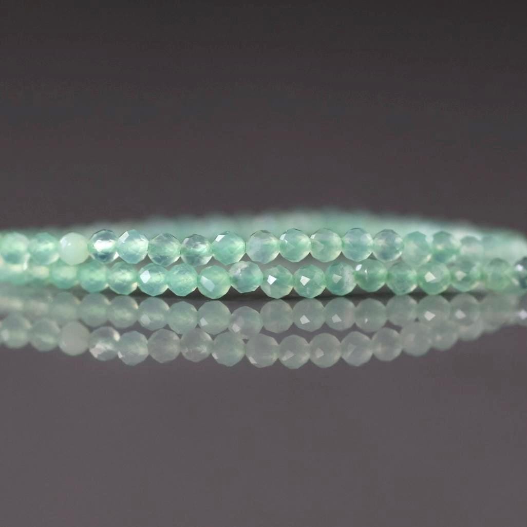 2mm AAA Australian Chrysoprase Beads - Tiny Faceted Round Natural Gemstone 13" Strand