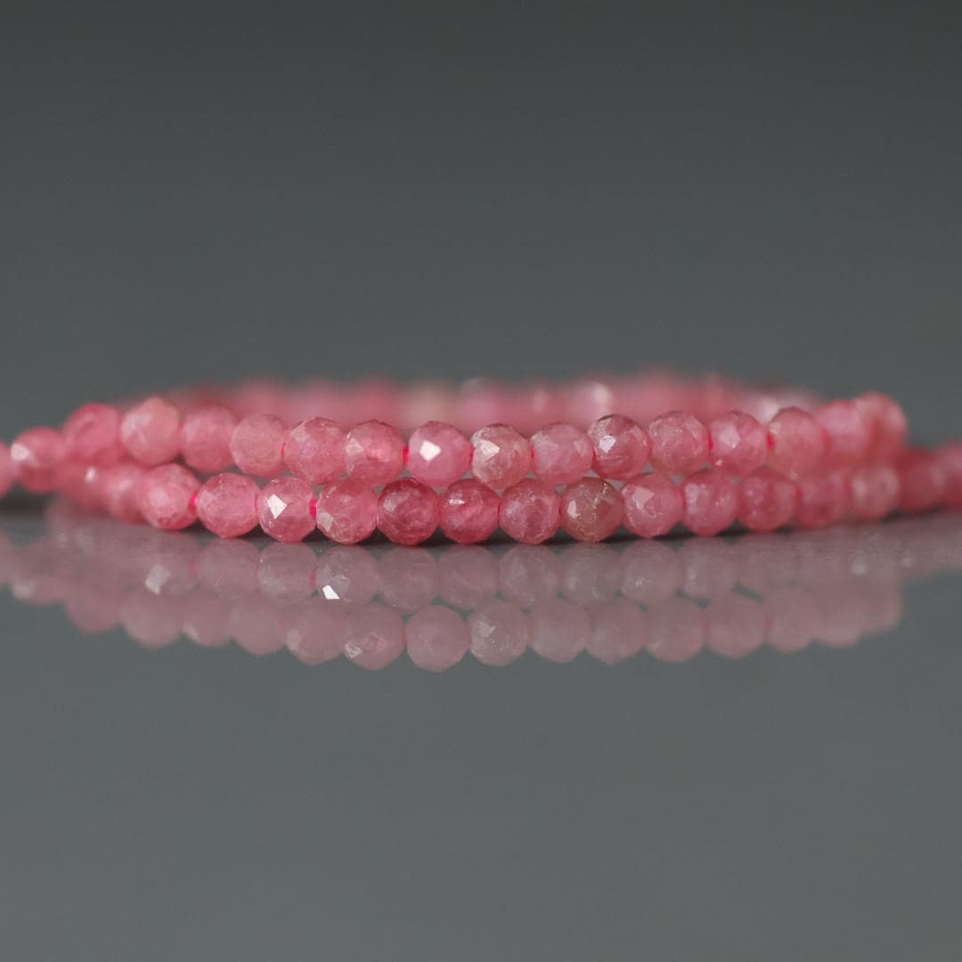 2mm AAA Brazilian Rhodonite Faceted Round Beads 15"