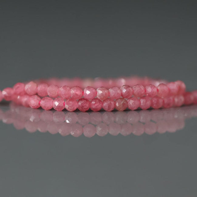 2mm AAA Brazilian Rhodonite Faceted Round Beads 15"
