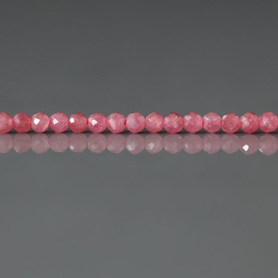 2mm AAA Brazilian Rhodonite Faceted Round Beads 15"