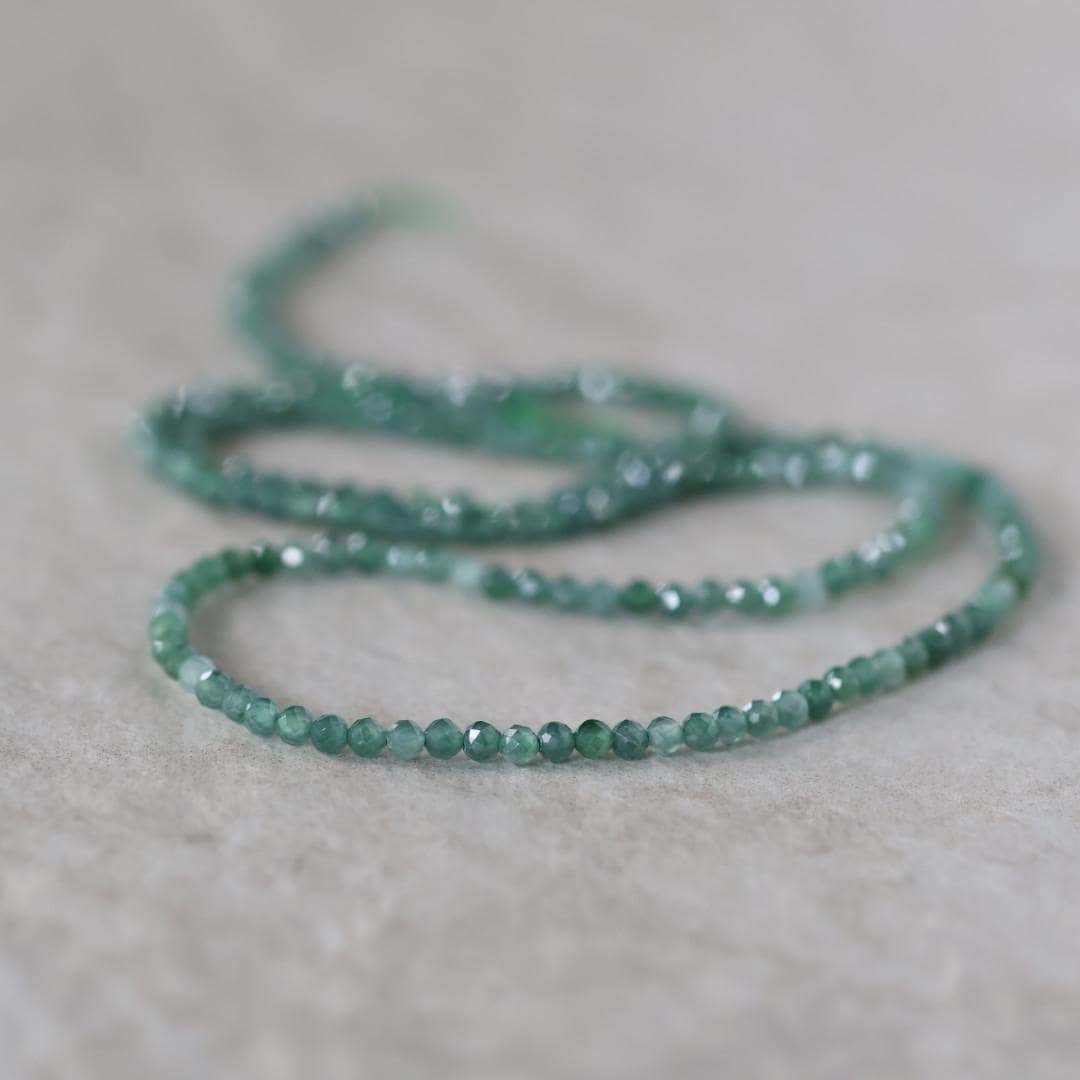 2mm Guatemala Jade Beads - Tiny Faceted Round Natural Gemstone 15" Strand