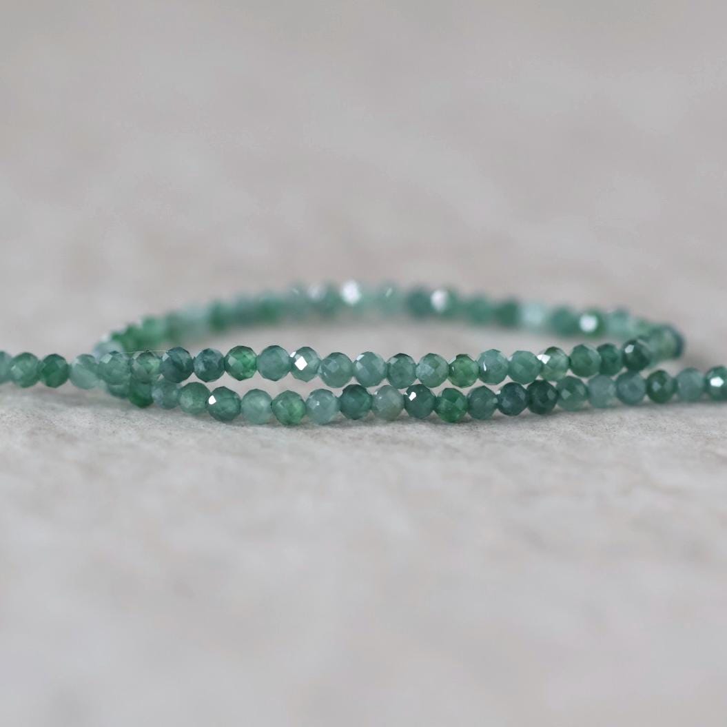 2mm Guatemala Jade Beads - Tiny Faceted Round Natural Gemstone 15" Strand