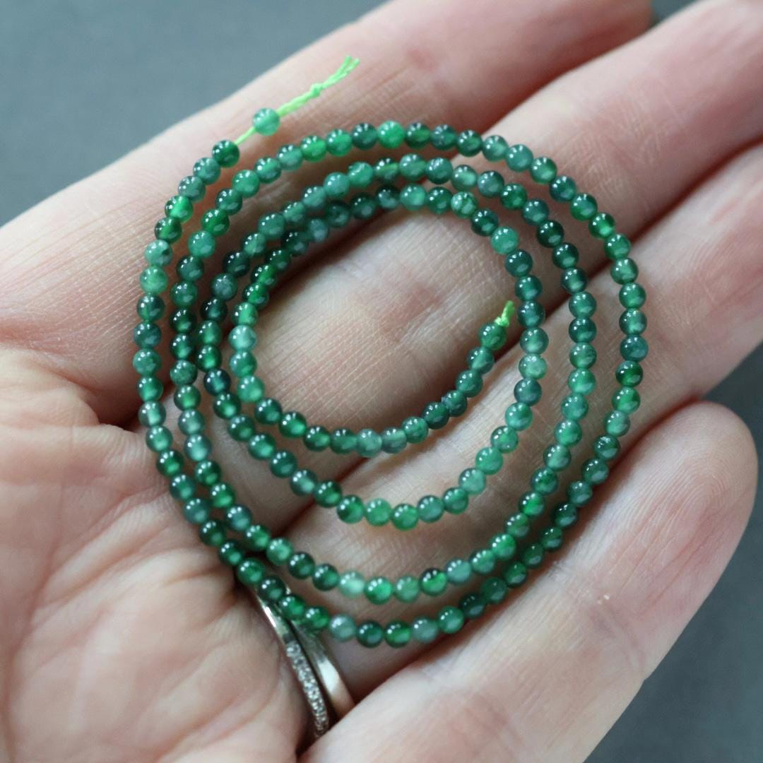 2mm AAA Guatemala Jade Beads Smooth Round 15" Natural Guatemala Jadeite Genuine Gemstone Beads Burma Jade Dark Green DIY Jewelry Making Gift