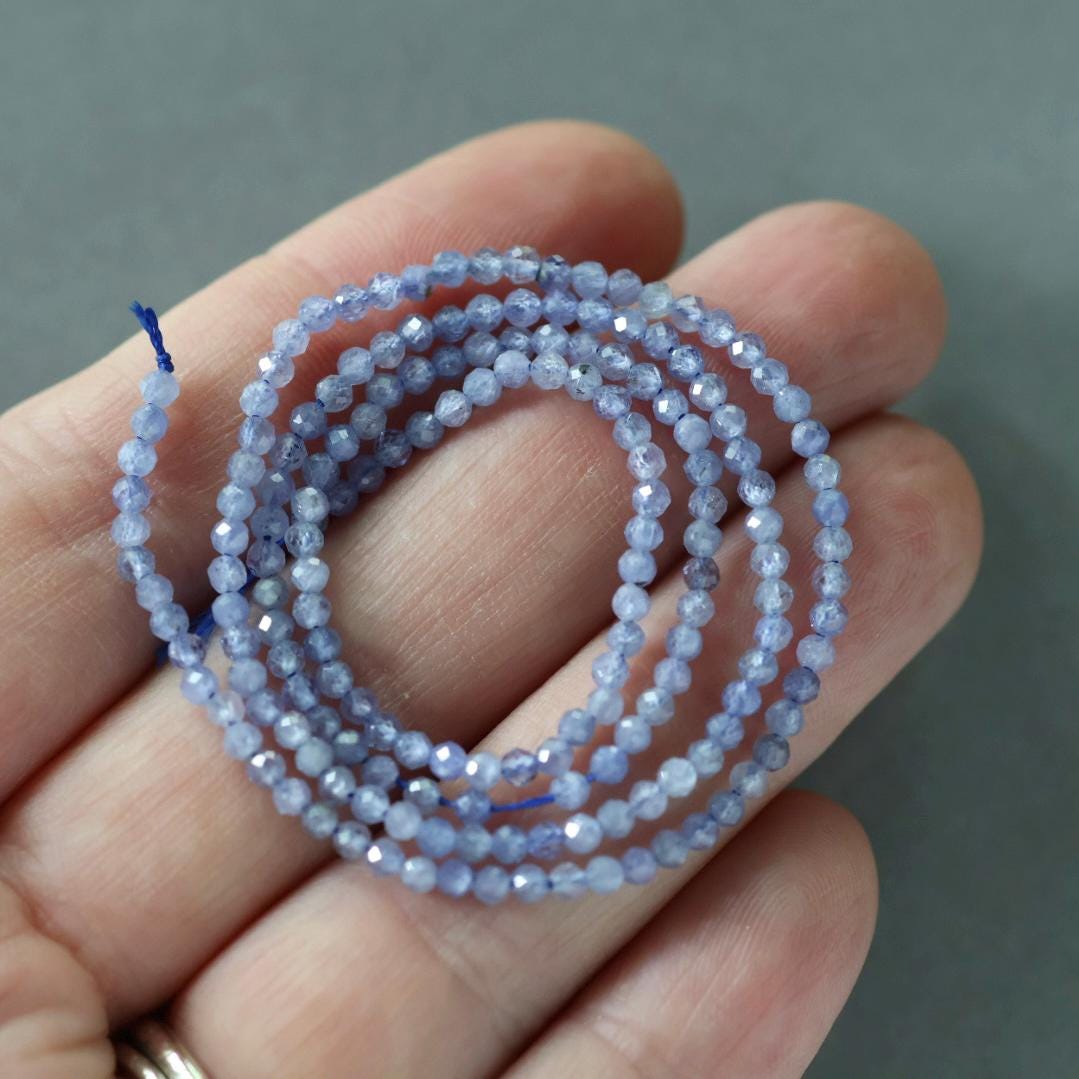 2mm AAA Tanzanite Beads Micro Faceted Beads 15" Natural Tanzanite Gemstone Beads Beading Crafter Gift December Birthstone