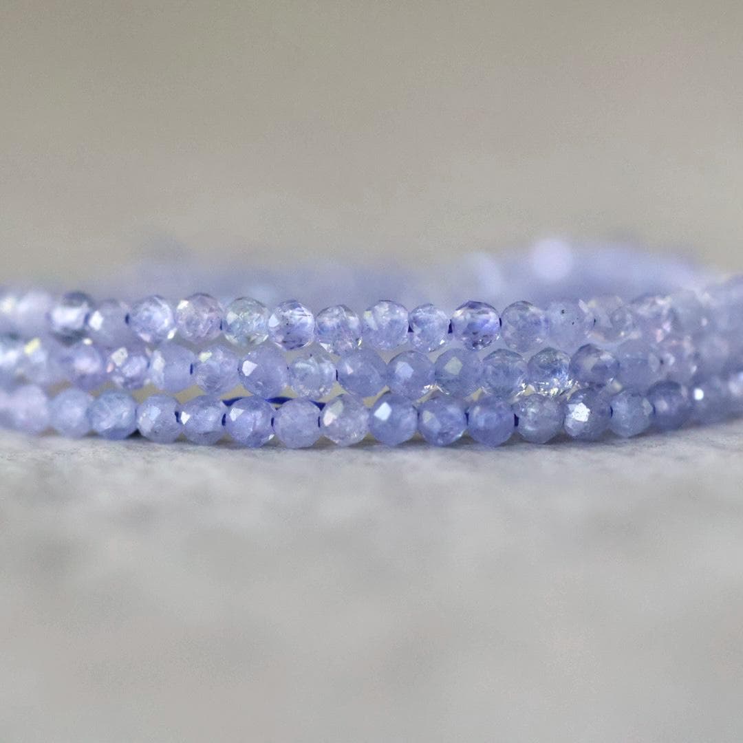 2mm AAA Tanzanite Faceted Round Beads 15" - Tiny Natural Gemstone