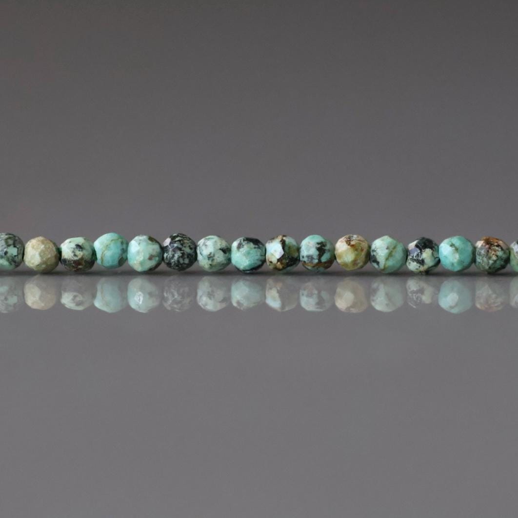 2mm African Turquoise Faceted Beads 15" Turquoise Genuine Gemstone Beads for Jewelry Making Beading Craft Gift Beads December Birthstone