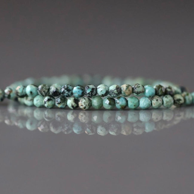 2mm African Turquoise Faceted Beads 15" Turquoise Genuine Gemstone Beads for Jewelry Making Beading Craft Gift Beads December Birthstone