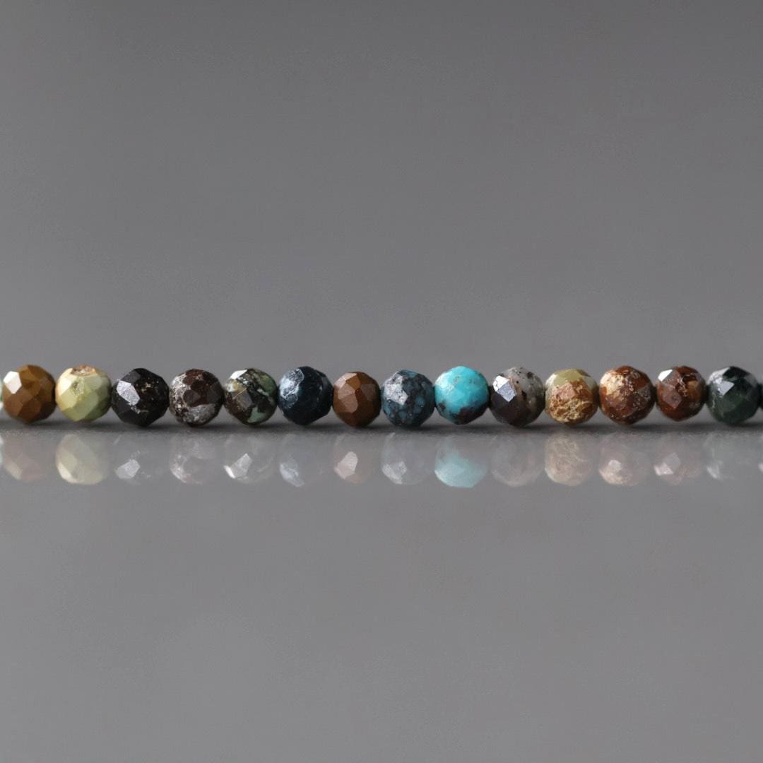 2mm African Turquoise Beads ‚Äì Tiny Faceted Round Natural Gemstone 15" Strand