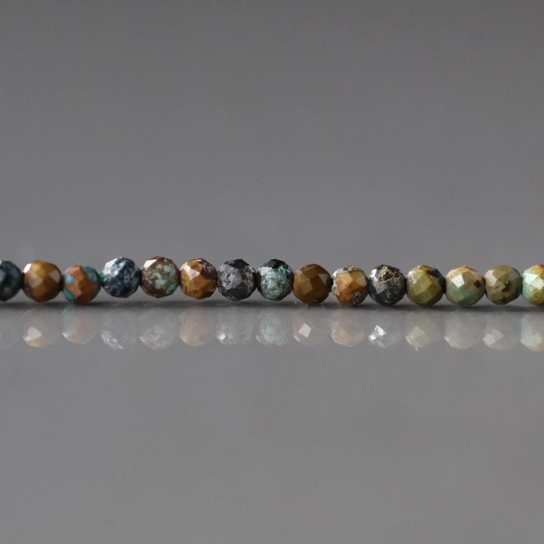 2mm African Turquoise Beads ‚Äì Tiny Faceted Round Natural Gemstone 15" Strand