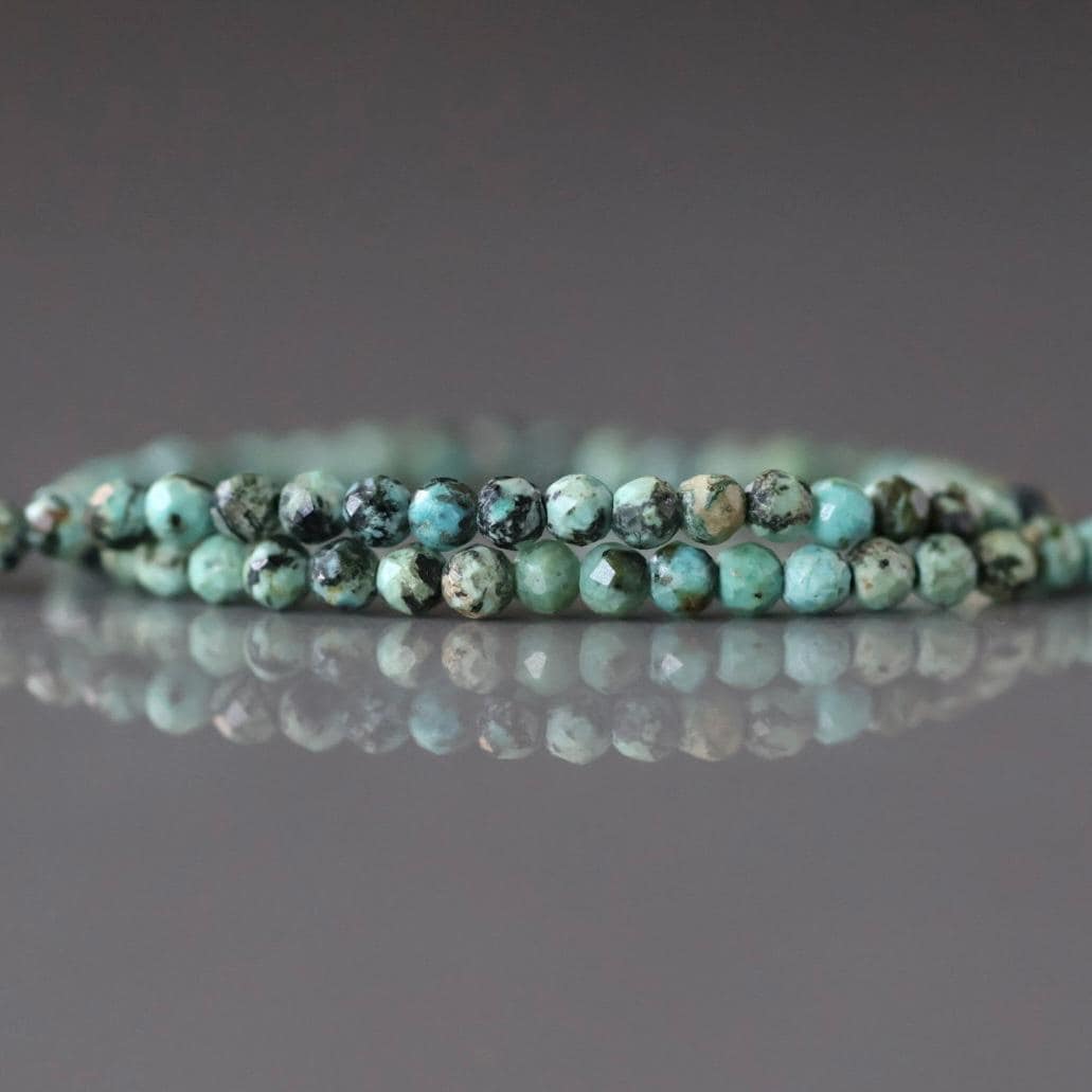 2mm African Turquoise Beads - Tiny Faceted Round Natural Gemstone 15" Strand