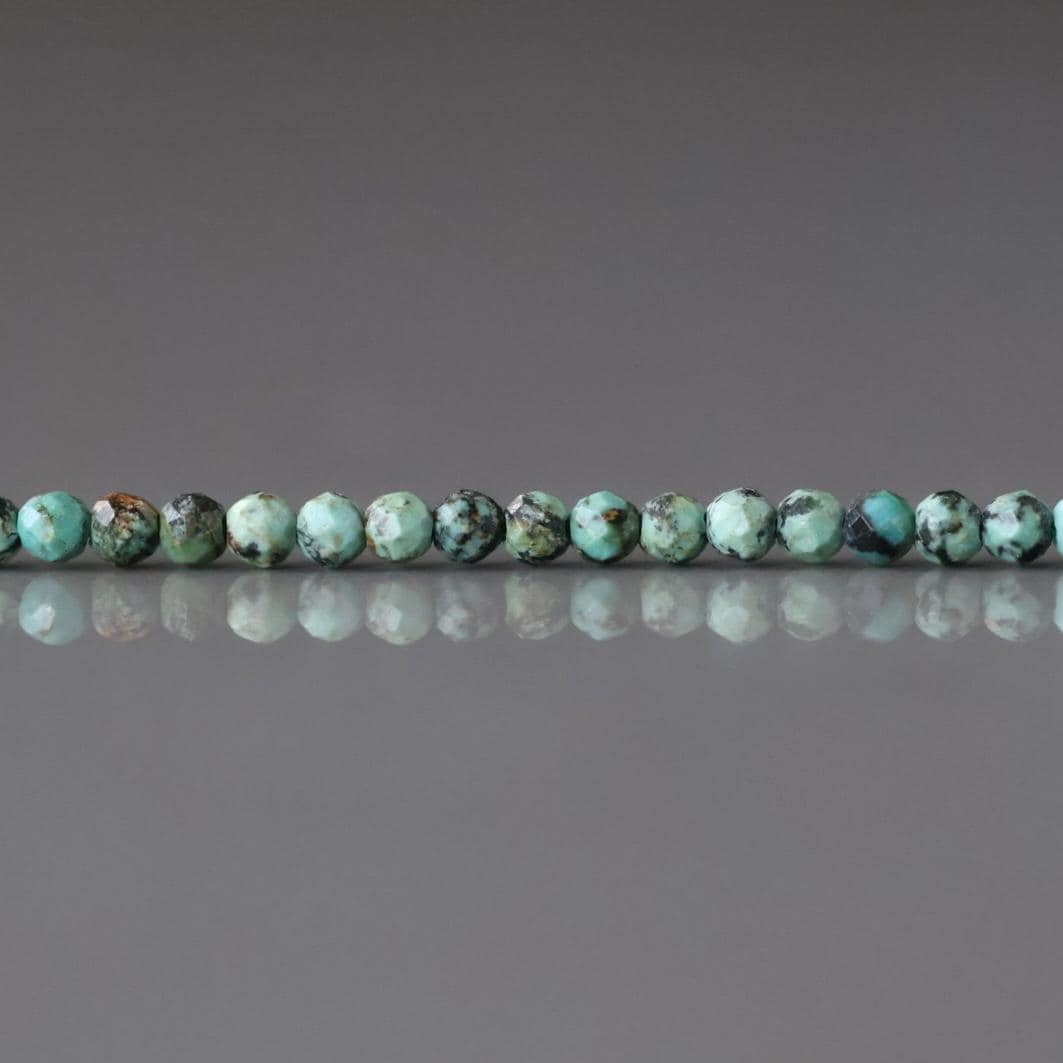 2mm African Turquoise Beads - Tiny Faceted Round Natural Gemstone 15" Strand