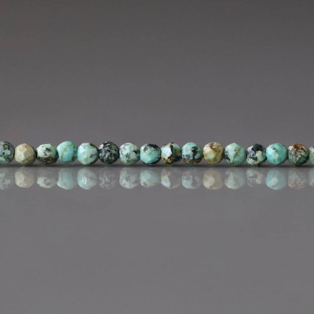 2mm African Turquoise Beads - Tiny Faceted Round Natural Gemstone 15" Strand