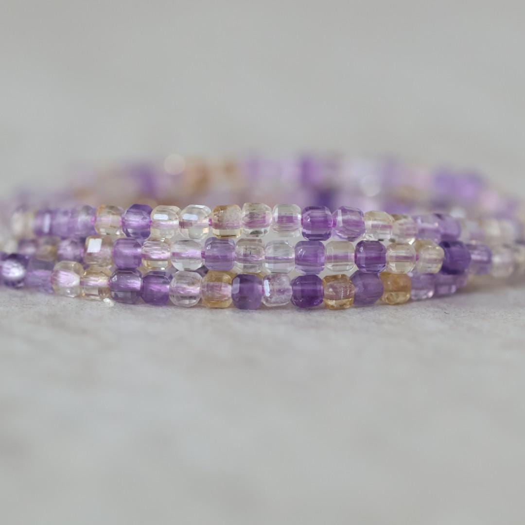 2mm Ametrine Cube Beads Faceted Natural Gemstone for DIY Jewelry Making Beading Amethyst Citrine