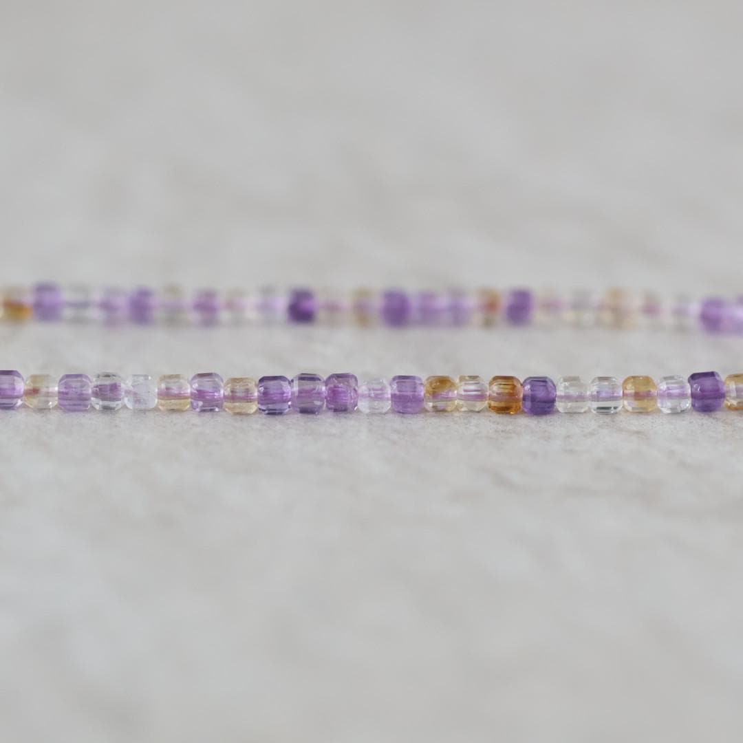 2mm Ametrine Cube Beads Faceted Natural Gemstone for DIY Jewelry Making Beading Amethyst Citrine
