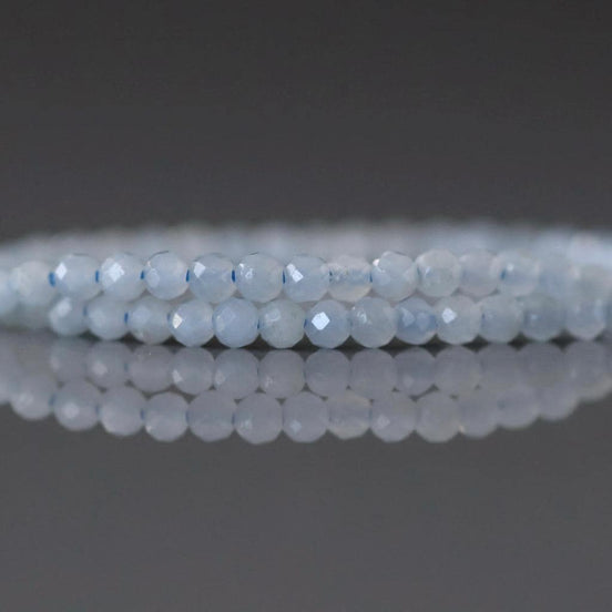 2mm Angelite Beads – Tiny Faceted Round Natural Gemstone 15" Strand