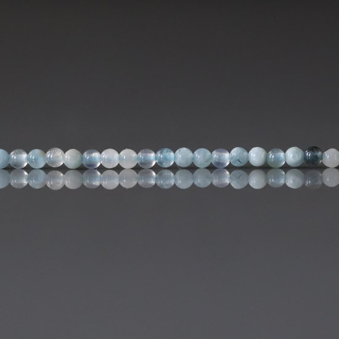 2mm Aquamarine Beads – Tiny Smooth Round Natural Gemstone 15" Strand