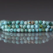 2mm Arizona Turquoise Beads – Tiny Faceted Round Natural Gemstone 15