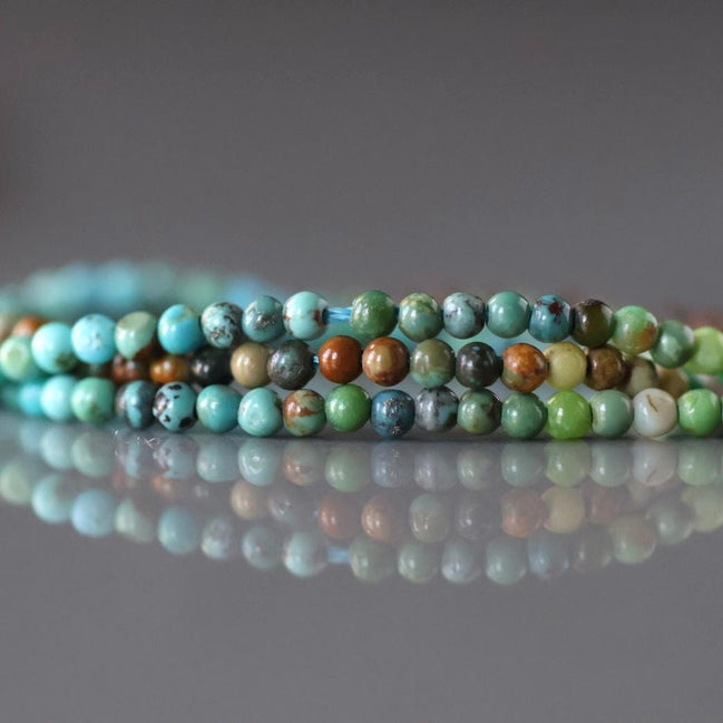 2mm Arizona Turquoise Smooth Beads 15" Blue Green Shaded Turquoise Genuine Gemstone Beads for Jewelry Making Beading Craft Gift Beads