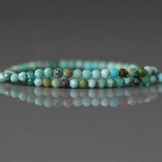 2mm AAA Arizona Turquoise Faceted Beads 12" Blue Turquoise Genuine Gemstone Beads for Jewelry Making Beading Craft Gift Beads