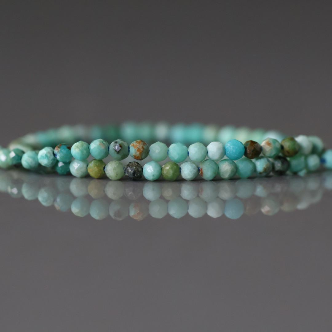 2mm Arizona Turquoise Blue Beads – Tiny Faceted Round Natural Gemstone