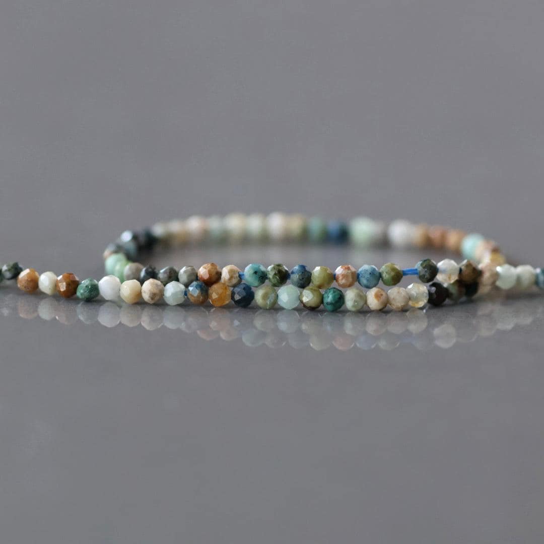 2mm Azurite Beads ‚Äì Tiny Faceted Round Natural Gemstone 15" Strand