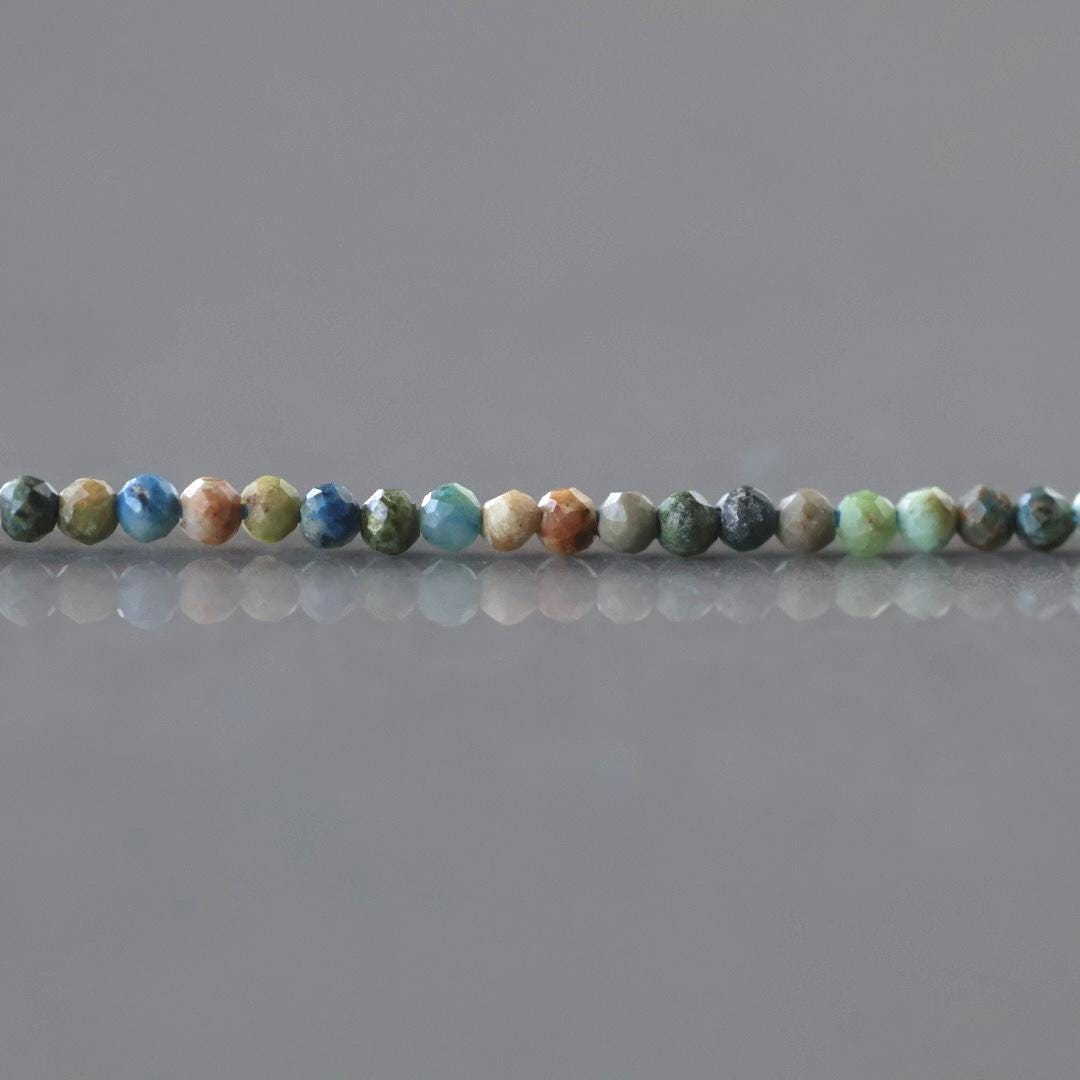 2mm Azurite Beads ‚Äì Tiny Faceted Round Natural Gemstone 15" Strand