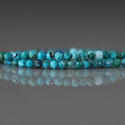 2mm Azurite in Chrysocolla Beads – Tiny Faceted Round Natural Gemstone 15