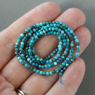 2mm Azurite in Chrysocolla Beads – Tiny Faceted Round Natural Gemstone 15" Strand
