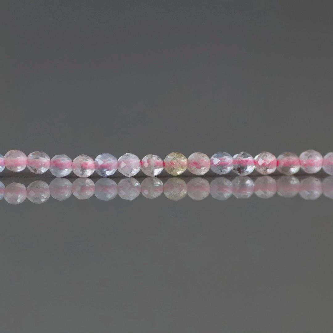 2mm Beryl Beads ‚Äì Tiny Faceted Round Natural Gemstone 15" Strand