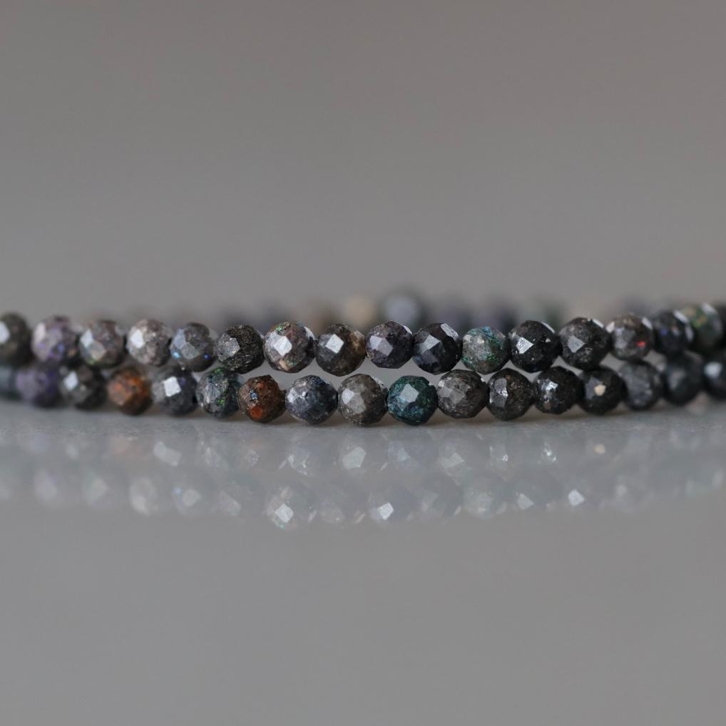 2mm Black Matrix Opal Micro Faceted Beads Genuine Opal Beads 15" Gemstone Beads for Jewelry Making Beading Craft Gift