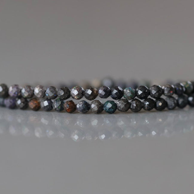 2mm Black Matrix Opal Micro Faceted Beads Genuine Opal Beads 15" Gemstone Beads for Jewelry Making Beading Craft Gift