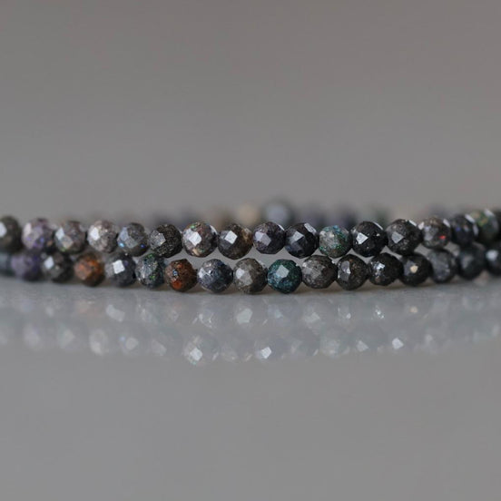 2mm Black Matrix Opal Micro Faceted Beads Genuine Opal Beads 15" Gemstone Beads for Jewelry Making Beading Craft Gift