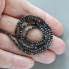 2mm Black Matrix Opal Beads – Tiny Faceted Round Natural Gemstone 15" Strand