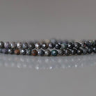 2mm Black Matrix Opal Beads – Tiny Faceted Round Natural Gemstone 15" Strand