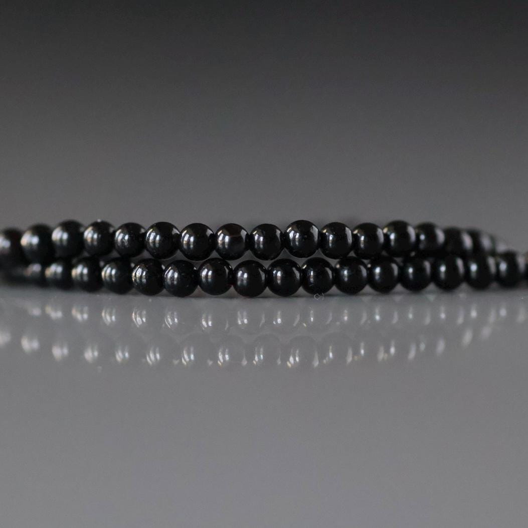 2mm Black Onyx Beads ‚Äì Tiny Smooth Round Natural Gemstone 15" Strand