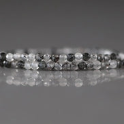 2mm Black Rutilated Quartz Beads - Tiny Faceted Round Natural Gemstone 15