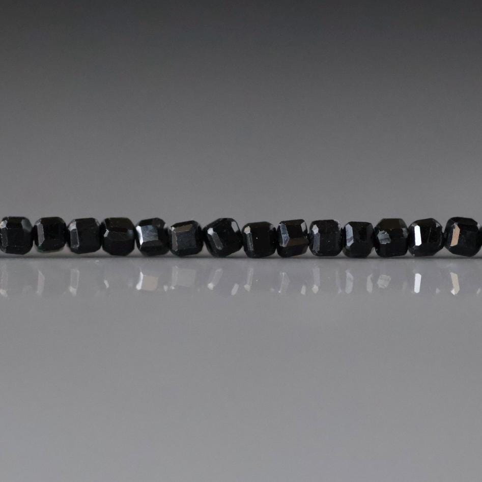 2mm Black Tourmaline Cube Beads Genuine Tourmaline Beads 15.5" Gemstone Beads for Jewelry Making