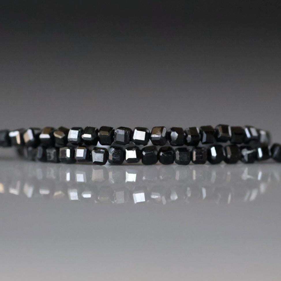 2mm Black Tourmaline Cube Beads Genuine Tourmaline Beads 15.5" Gemstone Beads for Jewelry Making