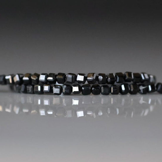2mm Black Tourmaline Cube Beads Genuine Tourmaline Beads 15.5" Gemstone Beads for Jewelry Making