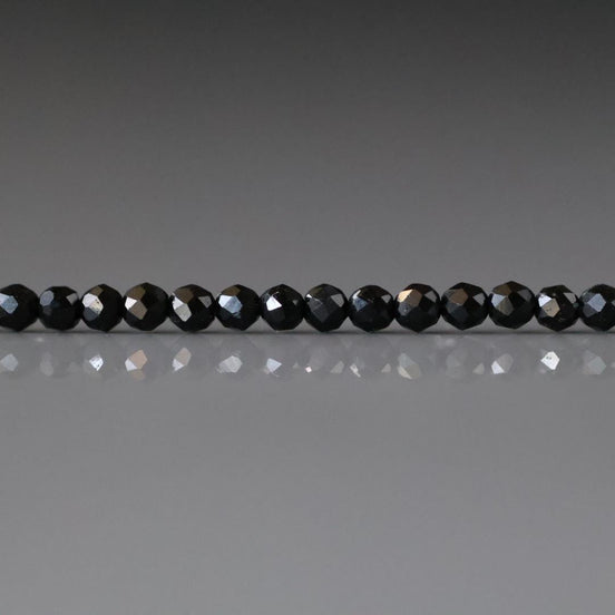 2mm Black Tourmaline Micro Faceted Beads Genuine Tourmaline 15" Gemstone Beads DIY Jewelry Making October Birthstone Crafter Beading Gift