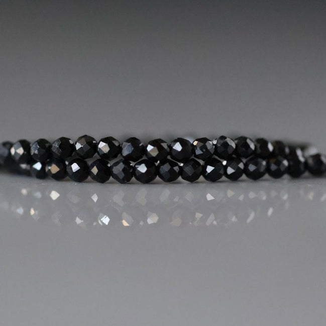 2mm Black Tourmaline Micro Faceted Beads Genuine Tourmaline 15" Gemstone Beads DIY Jewelry Making October Birthstone Crafter Beading Gift