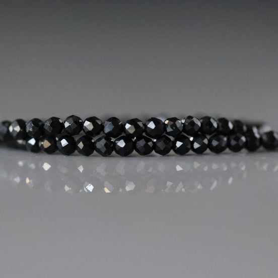2mm Black Tourmaline Micro Faceted Beads Genuine Tourmaline 15" Gemstone Beads DIY Jewelry Making October Birthstone Crafter Beading Gift