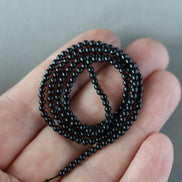 2mm Black Tourmaline Smooth Beads Genuine Tourmaline Beads 15