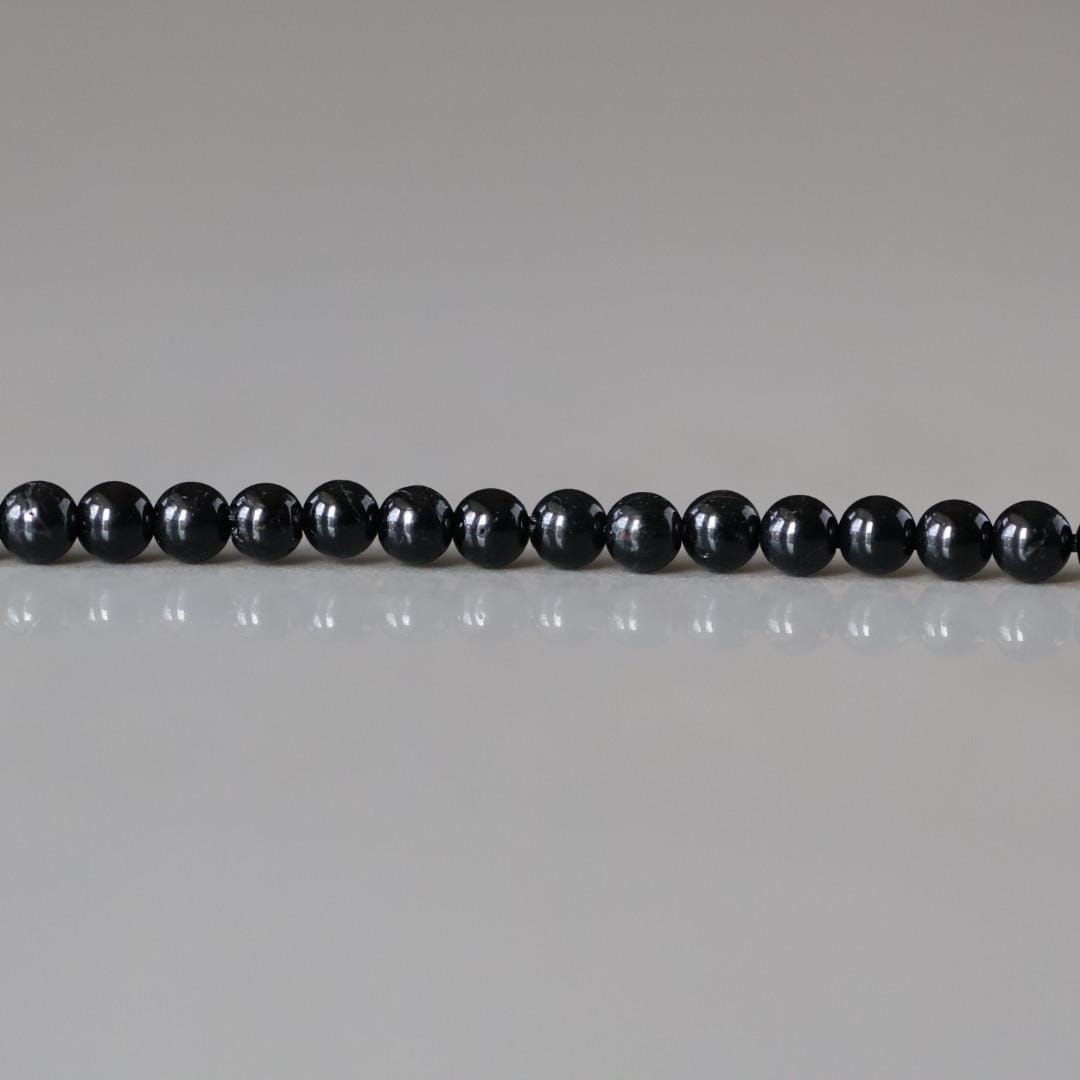 2mm Black Tourmaline Beads ‚Äì Tiny Smooth Round Natural Gemstone 15" Strand