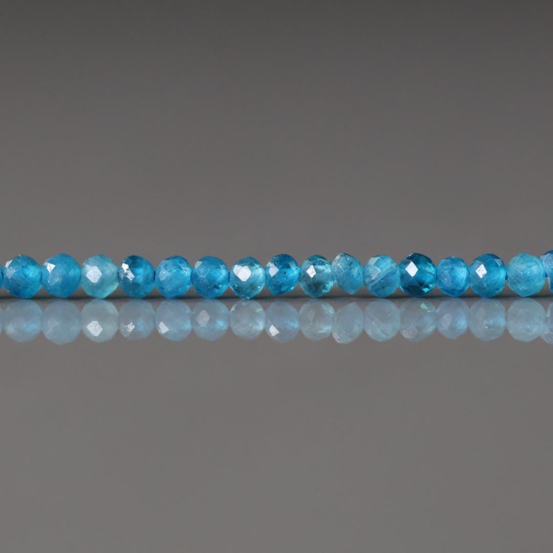 2mm Blue Apatite Beads - Tiny Faceted Round Natural Gemstone 15" Strand