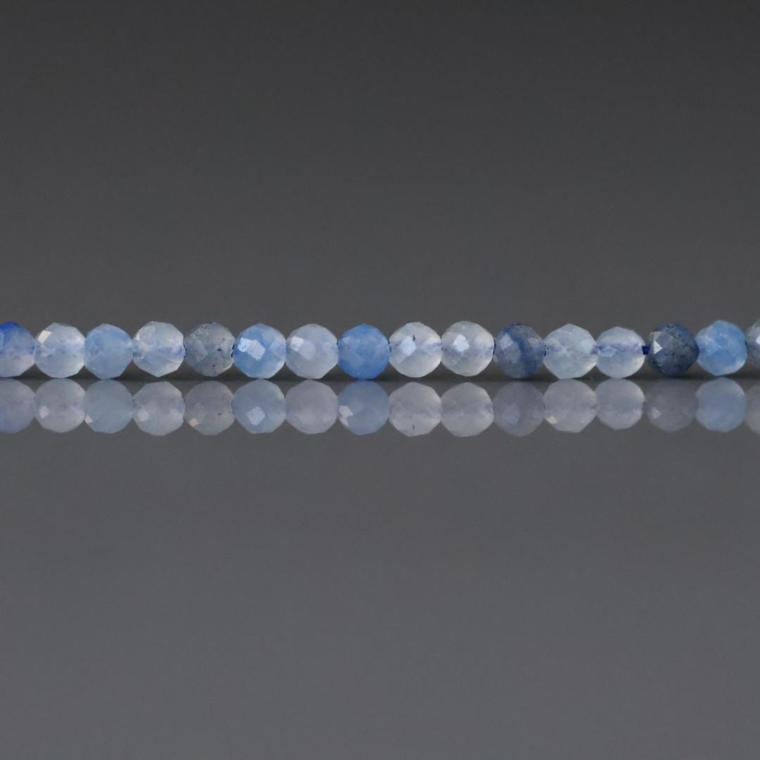 2mm Blue Aventurine Beads – Tiny Faceted Round Natural Gemstone 15" Strand