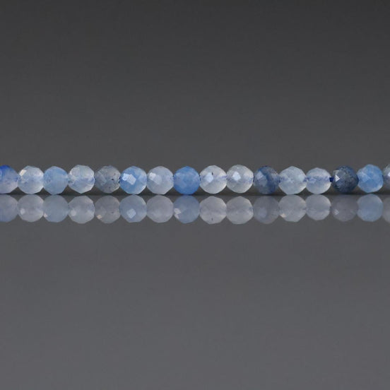 2mm Blue Aventurine Beads – Tiny Faceted Round Natural Gemstone 15" Strand